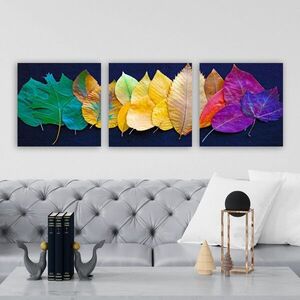 Imagine Set 3 tablouri decorative, P865762, Rama din lemn (grosime 3 cm), Multicolor