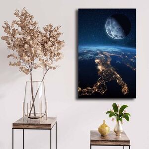 Imagine Tablou decorativ, 4570NISC-008, Lemn, Albastru / Bleumarin / Auriu / Alb