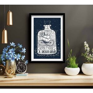 Imagine Tablou decorativ, 3853NISCT-001, Lemn, Alb / Bleumarin