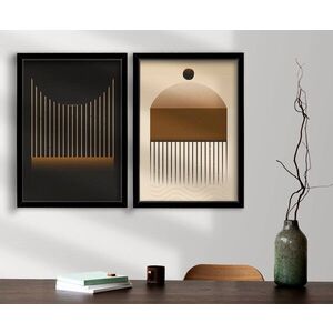 Imagine Set 2 tablouri decorative, 2P3853NISCT-011, Lemn, Maro / Nurcă / Negru
