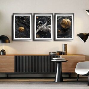 Imagine Set 3 tablouri decorative, 3Pantct-012, Cadru: 100% LEMN (Grosime: 1, 9 cm), Multicolor