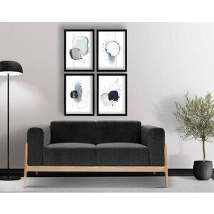 Imagine Set 4 tablouri decorative, 4P3853NISCT-001, Lemn, Albastru / Bleumarin / Auriu / Alb