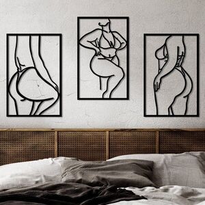 Imagine Decoratiune de perete, Body Positive Line, Dimensiune: 47 x 70 cm (2 bucăți), Negru