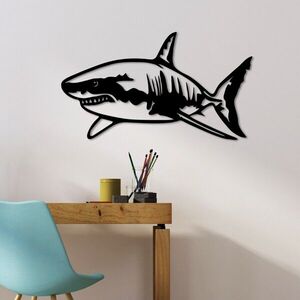 Imagine Decoratiune de perete, Shark, 70 x 36 cm, Negru
