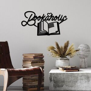 Imagine Decoratiune de perete, Book a Holic, Dimensiune: 58 x 30 cm , Negru
