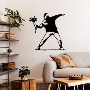 Imagine Decoratiune de perete, Banksy Metal 01, Dimensiune: 69 x 70 cm, Negru