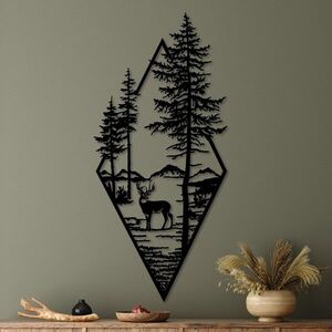 Imagine Decoratiune de perete, Deer, (Grosime: 1, 5 mm), Negru