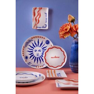 Imagine Serviciu de masa (12 piese), L'essentiel Maison, 710KTP3118, Farfurie adâncă: 19 cm (4 bucăți), Albastru rosu