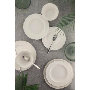 Imagine Serviciu de masa (26 piese), L'essentiel Maison, 710KTP3684, Farfurie adâncă: 23 cm (6 bucăți), Alb / Argintiu