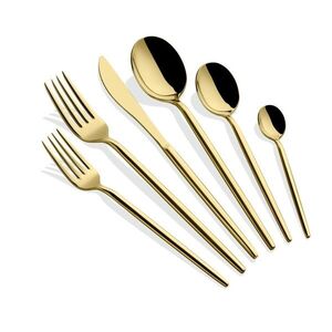 Imagine Set de tacâmuri (36 de piese), L'essentiel Maison, 645DRM1215, Acoperit cu titan PVD, Auriu