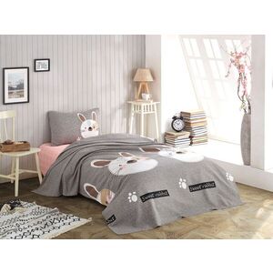 Imagine Set cuvertura pique Single 2 piese, L'essentiel Maison, Tavşancık, Grey / Brown / Beige / Black / Pink
