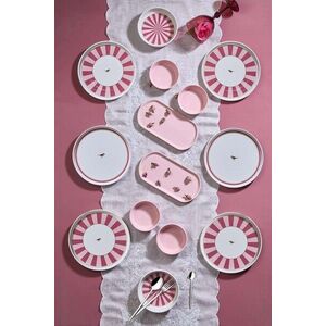 Imagine Set de mic dejun (14 piese), L'essentiel Maison, 430KSV6139, Platou: 22 x 11 x 3, 5 cm (2 bucăți), Roz / Roșu