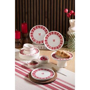 Imagine Set de mic dejun (11 piese), L'essentiel Maison, 430KSV6186, Bol: 10, 5 x 10, 5 x 3, 5 cm - 150 ml (4 bucăți), Roz/Alb