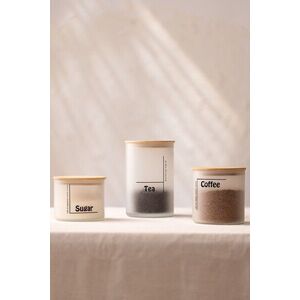 Imagine Set borcane (3 piese), L'essentiel Maison, 127RKL1404, Borcan mediu: 10 x 10 x 10 cm / 600 ml (1 bucată), Alb
