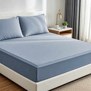Imagine Set de pat pentru o persoana (cearceaf cu elastic si perna) 2 piese, L'essentiel Maison, Muslin 100, Albastru