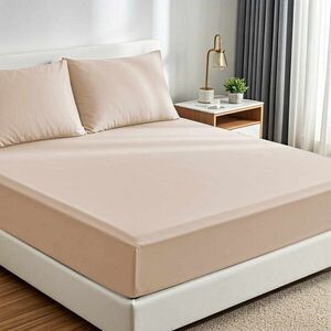 Imagine Set de pat pentru o persoana (cearceaf cu elastic si perna) 2 piese, L'essentiel Maison, Muslin 120, Bej