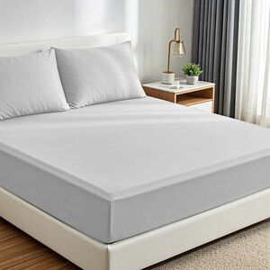 Imagine Set de pat pentru o persoana (cearceaf cu elastic si perna) 2 piese, L'essentiel Maison, Muslin 120, Gri deschis