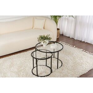 Imagine Set masute de cafea, Hanah Home, Black-Transparent-60-42, Negru