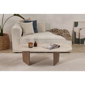 Imagine Masuta de cafea, Hanah Home, Ovalis, 130x40x65 cm, Travertin / Nuc