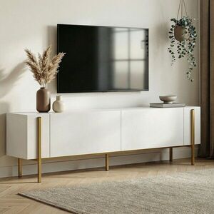 Imagine Comoda TV, Hanah Home, Nexus, 180x30x45 cm, Alb/Auriu
