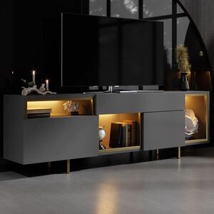 Imagine Comoda TV, Hanah Home, Norm, 180x55x32 cm, Antracit / Aur