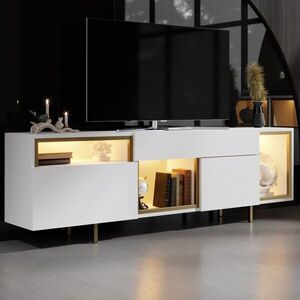 Imagine Comoda TV, Hanah Home, Norm, 180x55x32 cm, Alb/Auriu