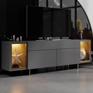 Imagine Comoda TV, Hanah Home, Zenith, 180x55x32 cm, Antracit / Aur