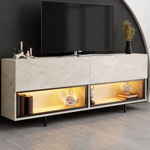 Imagine Comoda TV, Hanah Home, Ekol Down, 180x67x32 cm, Travertin