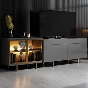 Imagine Comoda TV, Hanah Home, Vienna, 190x57x37 cm, Antracit / Aur
