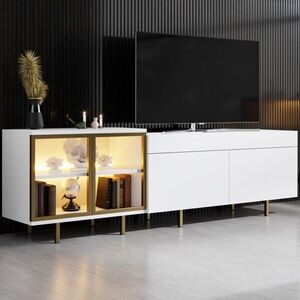 Imagine Comoda TV, Hanah Home, Vienna, 190x57x37 cm, Alb/Auriu
