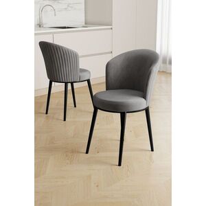 Imagine Set scaune 2 piese, Hanah Home, Risa, Gri/Negru