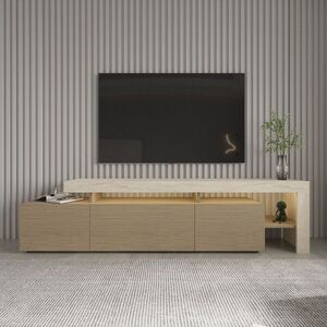Imagine Comoda TV, Hanah Home, Beliz, 192x53x37 cm, Travertin / Stejar cald