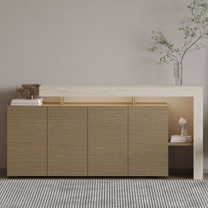 Imagine Consola, Hanah Home, Beliz, 170x80x35 cm, Travertin / Stejar cald
