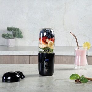 Imagine Blender cu USB Berlinger Haus, Matte Black, 120W-130W, inox/plastic, negru/transparent