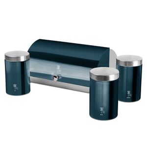 Imagine Set cutie pentru paine si 3 recipiente Berlinger Haus, Aquamarine, 38.5x28x18.5 cm, inox, blue/argintiu