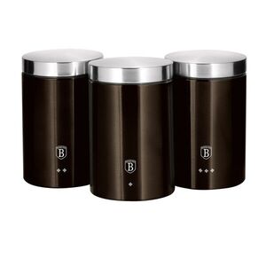 Imagine Set 3 recipiente depozitare Berlinger Haus, Shiny Black, 11x17.8 cm, inox, negru/argintiu