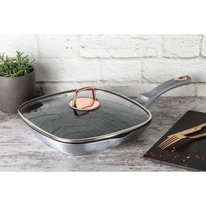 Imagine Tigaie grill cu capac Berlinger Haus, Moonlight, 28 cm, 2.1 L, aluminiu forjat, gri