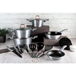 Imagine Set pentru gatit Berlinger Haus, Moonlight, 17 piese, aluminiu forjat, gri