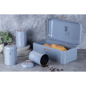 Imagine Set cutie pentru paine si 3 recipiente Berlinger Haus, Moonlight, 42.5x23x16 cm, otel carbon, gri