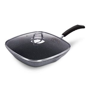 Imagine Tigaie grill cu capac Berlinger Haus, Stone Touch, 28 cm, 2.1 L, aluminiu forjat, gri