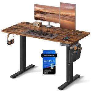 Imagine Birou electric reglabil pe inaltime Songmics, 120x60x72-120 cm, maro rustic/negru
