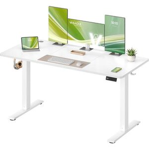 Imagine Birou electric reglabil pe inaltime, Vasagle, 140x60x72-120 cm, PAL/otel, alb