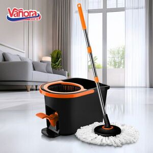 Imagine Set curatenie cu pedala Master Clean Step, Vanora Home, 16L, plastic, negru/portocaliu