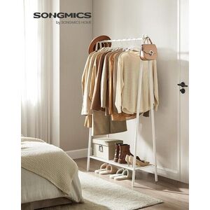 Imagine Suport pentru umerase cu raft, Songmics, 92.5x33.5x153 cm, otel, alb