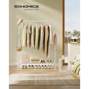 Imagine Suport pentru umerase, Songmics, cu roti, 103.5x41x155 cm, otel, alb