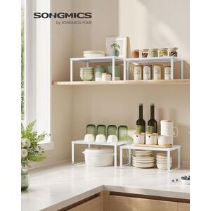 Imagine Set 4 organizatoare dulap bucatarie, Songmics, 32x22.9x15.4 cm, metal, alb/argintiu