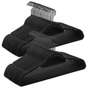 Imagine Set 50 umerase catifea, Songmics, antialunecare, carlig rotativ negru, max 5 kg, negru