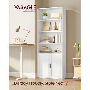 Imagine Biblioteca cu 6 niveluri, Vasagle, 60x24x175 cm, PAL/MDF, alb
