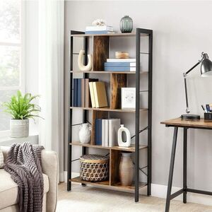 Imagine Biblioteca cu 4 niveluri, Vasagle, 74x30x154.5 cm, PAL/otel, maro rustic