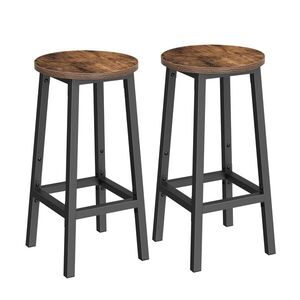 Imagine Set 2 scaune de bar, Vasagle, 32x65 cm, PAL/otel, maro rustic/negru